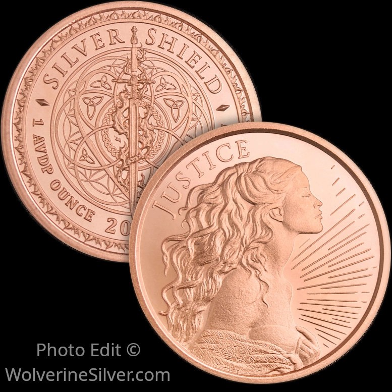 1 Oz. Solid .999 Fine Copper Round - "Justice" - Golden State Mint