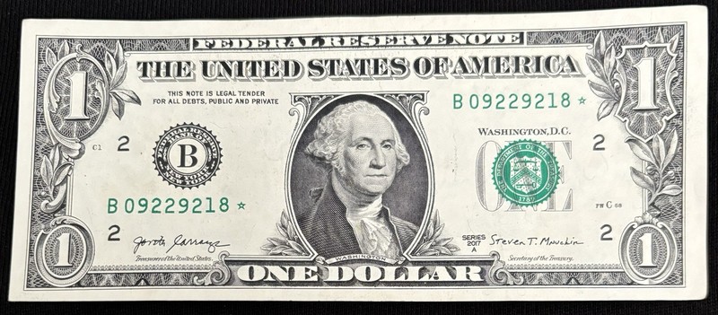 2017 A New York $1 Bill Star Note ⭐️ Fancy Ladder Triple Pair Note