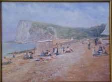 St Margaret's Bay, Kent by Linnie Watt (1871-1908) Ornate Gold Frame (40cm×50cm)