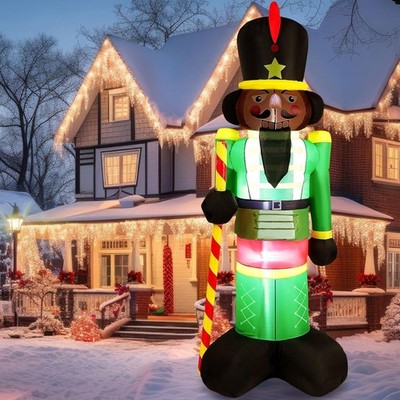 8FT Christmas Inflatables Black Nutcracker 2025 NEW LED Outdoor Decoration