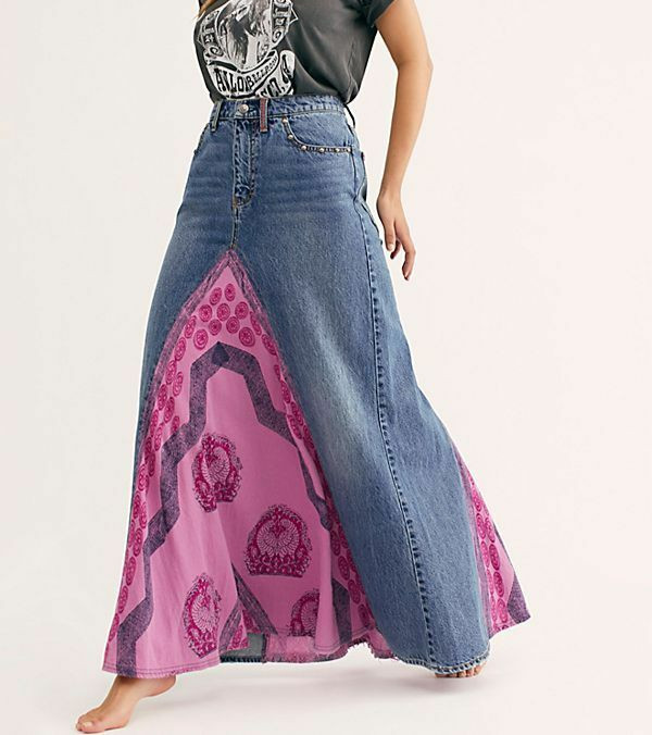 LAST ONE!  Free People NWT Size 24/ 25 Pieced Boho When the Party's Over Skirt image 2