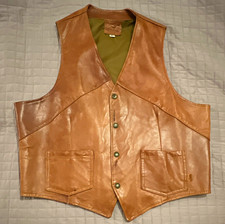 Vtg 70s Pheasant Brand JB Dash Leather Western Vest Mens XL Townshend VT USA