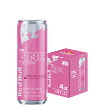 Red Bull Pink Edition Energy Drink, Wild Berries, 12 fl. oz., Pack of 4 Cans, 80