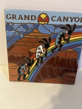 Vintage Grand Canyon Ceramic Tile Trivet Three Kokopelli Flute Players