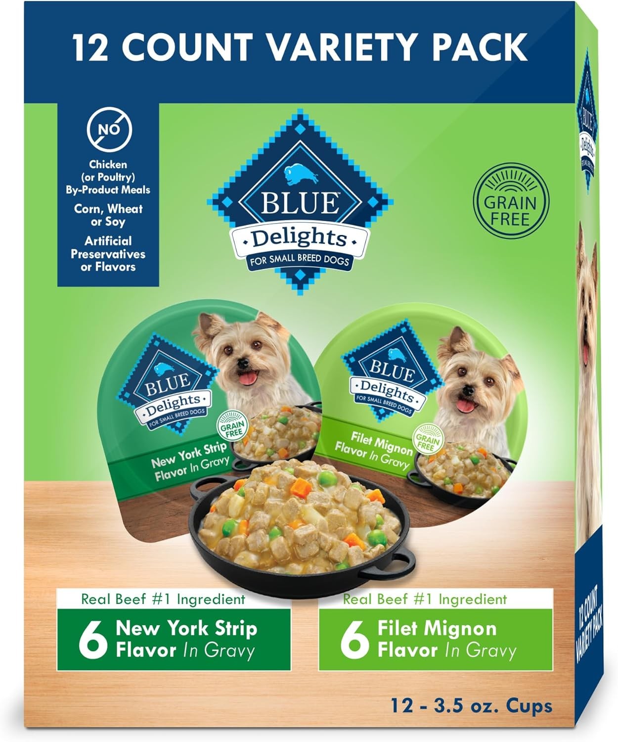 Blue Buffalo Delights Natural Adult Small Breed Wet Dog 12 Count (Pack of 1) 