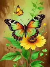 Sunflower Butterfly Diamond Art Kits for Adults,Flowers 5D Diamond Painting Kits