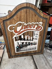Vintage Cheers Dartboard Cabinet and Board 1989 Bar Mancave With Darts/Accessory