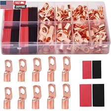 100Pcs Copper Wire Lugs AWG 6 8 10 12 with Heat Shrink Set, 50Pcs Battery Cable.