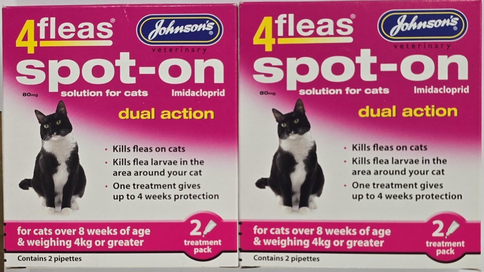 JOHNSONS 4FLEAS SPOT-ON DUAL ACTION FLEA TREATMENT FOR CATS 4KG+ KILLS LARVAE - Image 5