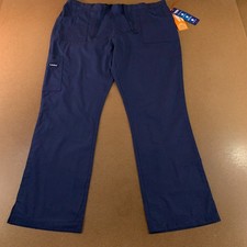 Landau Essentials Womens X-Large Navy Blue Slit Hem Modern Fit Scrub Pants NWT