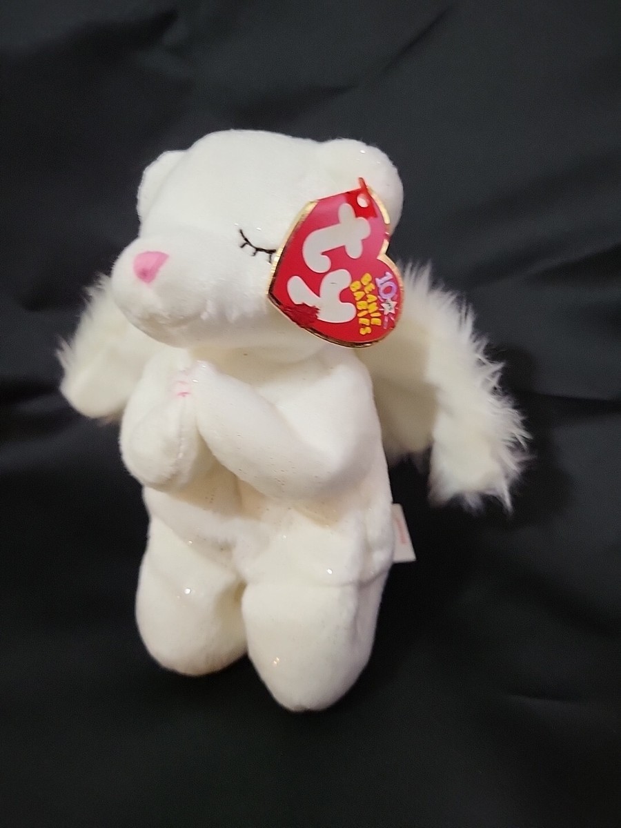 Blessed Ty Beanie Baby Angel Glitter White Retired Oct. 11 2002 10