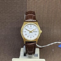 Casio LTP-V006GL-7B LäSsige Damenuhr RöMische Ziffern Goldfarben Braun Leder