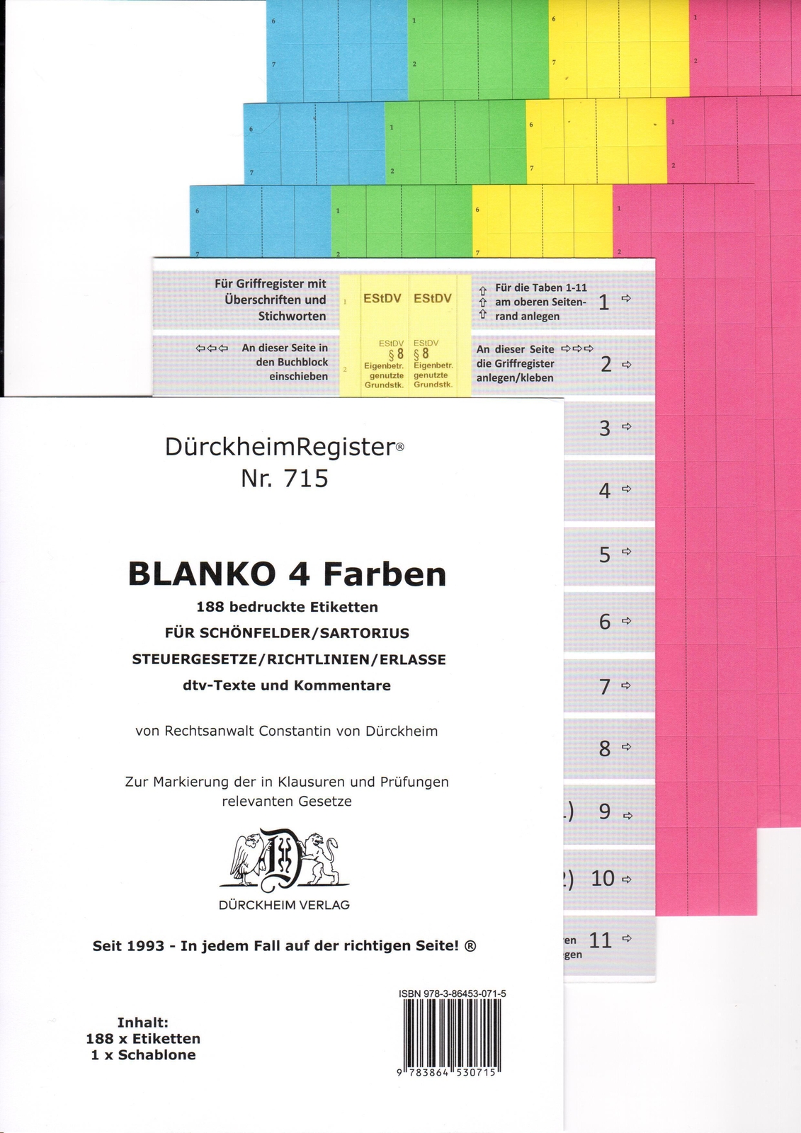 Dürckheimregister® Blanko-farbe Beschreibbar Für Gesetzestexte Mit