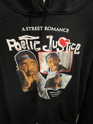 Poetic Justice Hoodie Sweatshirt 2Pac Tupac XL Black Excellent  