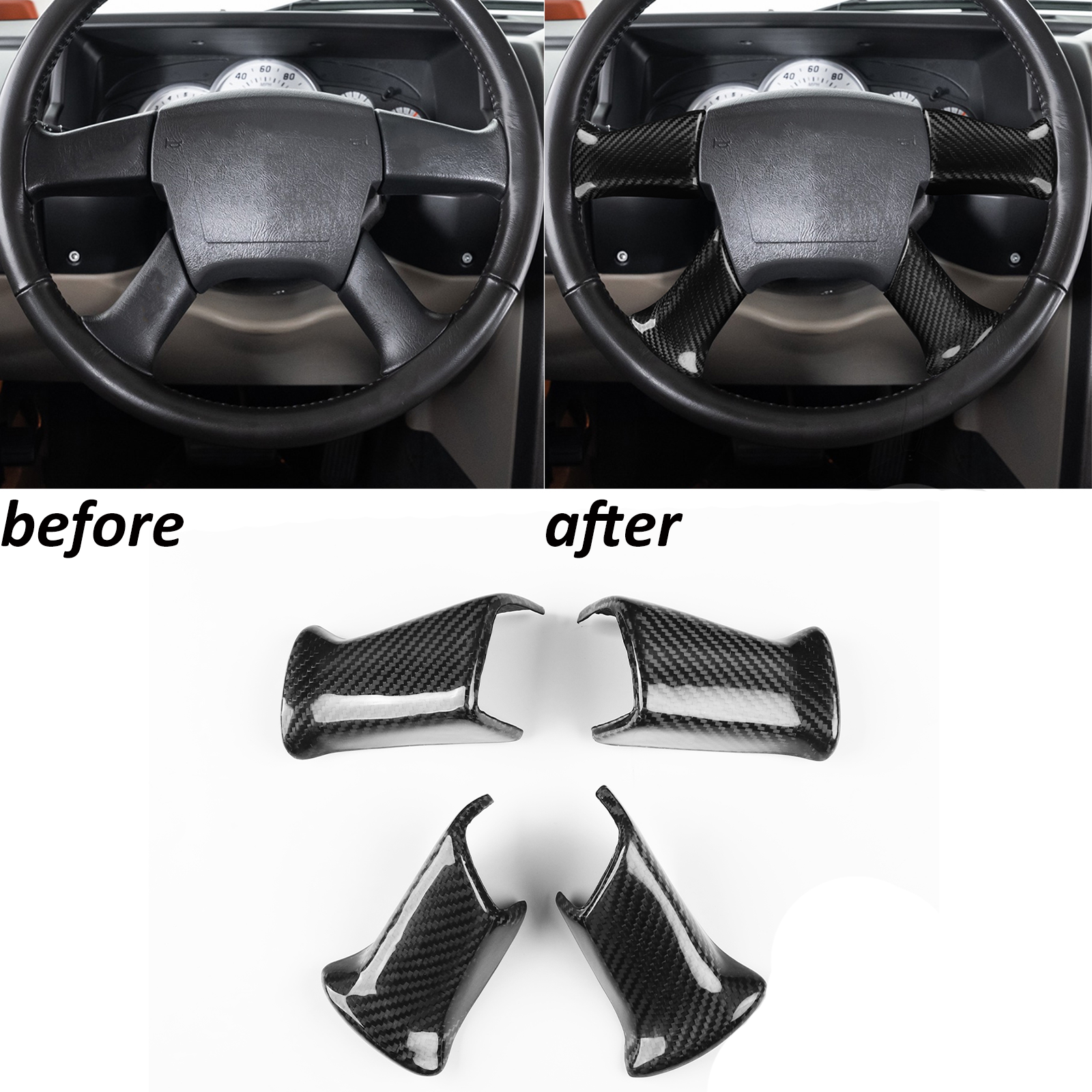 3K Dry Carbon Fiber Steering Wheel Button Cover for Hummer H2 Silverado Escalade