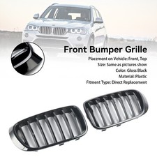 Gloss Black Front Bumper Kidney Grill Grille Fit BMW X3 X4 F25 F26 2014-2017 EG