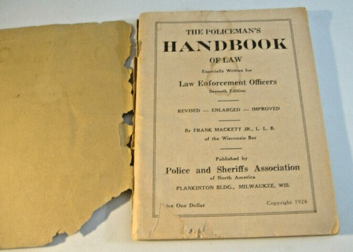 THE POLICEMAN'S HANDBOOK OF LAW~COPYRIGHT 1926 - Picture 3 of 10