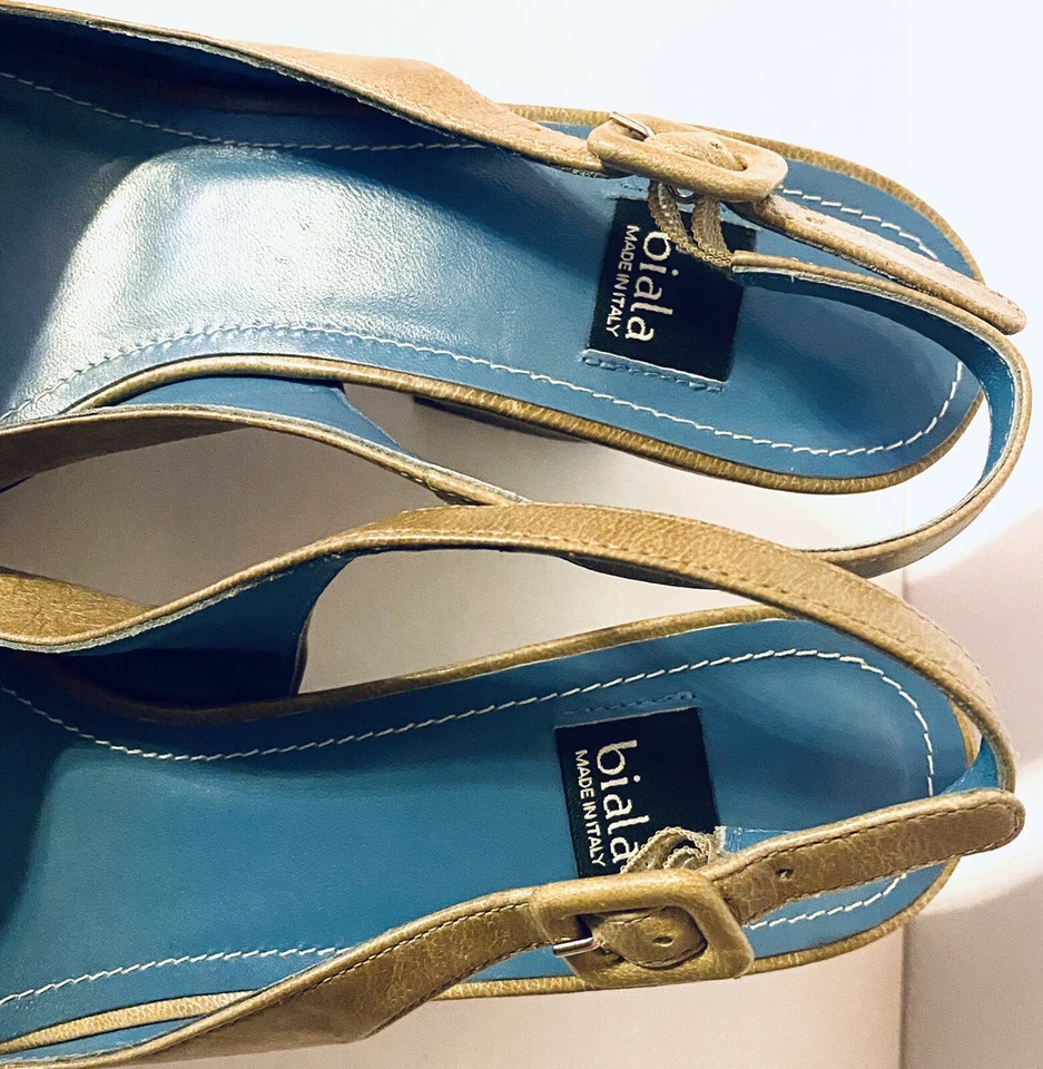 Zapatos de tacón Biala para mujer con punta cerrada de cuero gris con tira trasera Italia 8 Italia ¡EXCELENTE ESTADO USADO! Foto 4 de 4