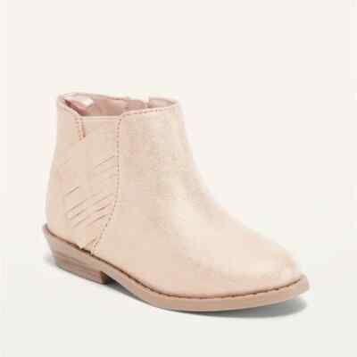 OLD NAVY FAUX SUEDE PINK FRINGE ANKLE BOOTS TODDLER