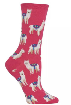 Hot Sox Unisex Llama Black Crew Socks One Pair Fits Sizes 9-11 NWT