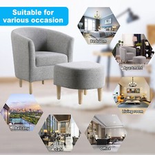 Accent Upholstered Single Sofa Armchair Linen TV Tub Living Room With Footstool