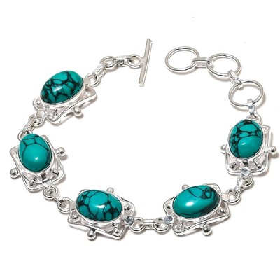 Larimar Gemstone Handmade 925 Sterling Silver Jewelry Bracelets Size 7