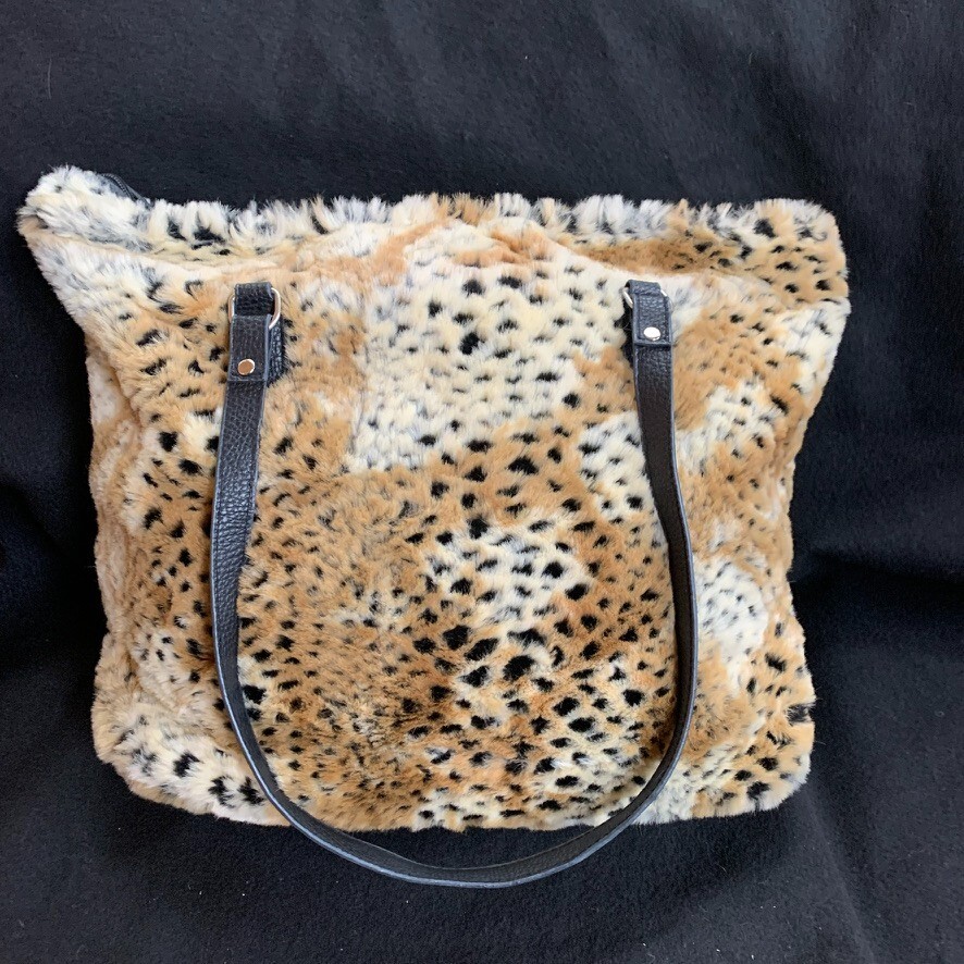 Donna Salyers Faux Leopard Cheetah Strap Tote Bag EUC