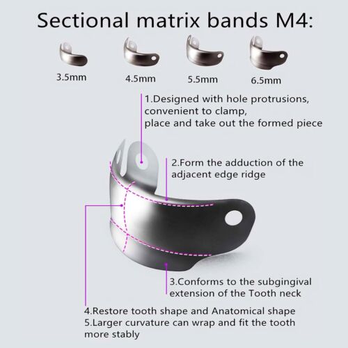 20/50/100 Dental Matrix Bands Sectional Contoured Metal Matrice Refill Soft Band - Picture 3 of 6