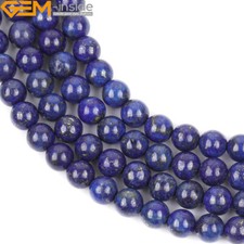 Dyed Genuine Lapis Lazuli Stone Loose Beads For Jewelry Making 15" Jewelry Beads