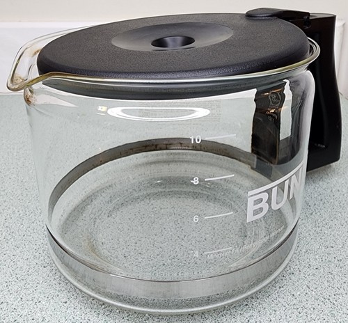 1 BUNN Coffee 10 Cup Decanter Pot Replacement Glass Carafe Black Lid & Handle - Picture 9 of 15