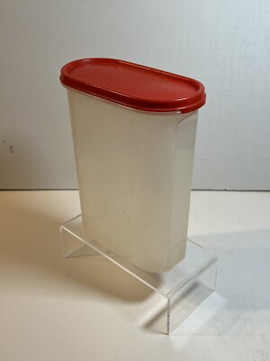 Vintage Tupperware Red Lid 1614 9¾ Cup Oval Modular Mates Container