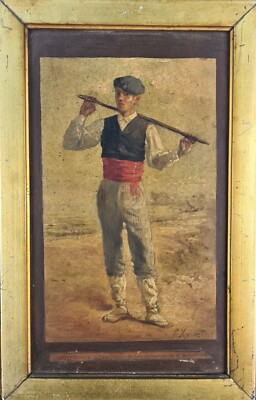 REGIONAL COSTUME OF GUIPUZCOA. FERNANDO XUMETRA. OIL ON CARDBOARD. XIX CENTURY.