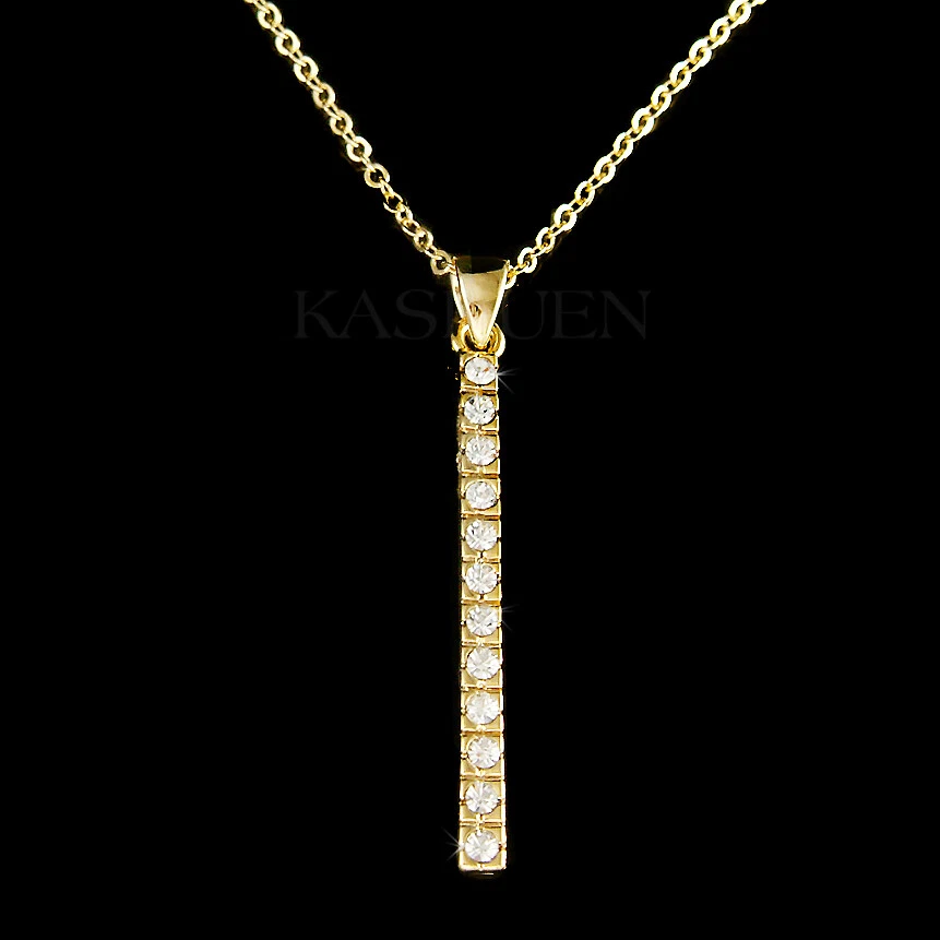 Gota de barra larga vertical hecha con collar en capas de cristal de Swarovski NUEVO