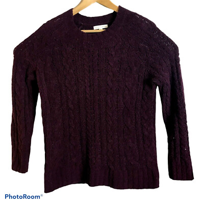 LA Hearts Sweater Womens Sz XS Cable Knit Wine Purple Open Knit