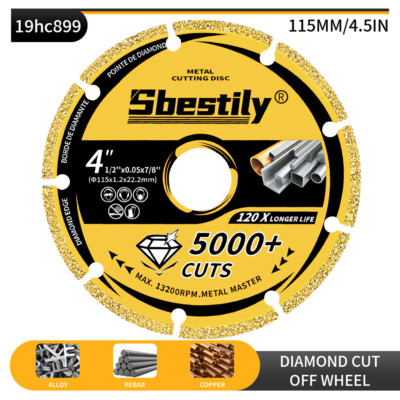 Metal Cutting Diamond Blade 4.5'' x 7/8'' Diamond Metal Cutting Disc Cut Off Wheel