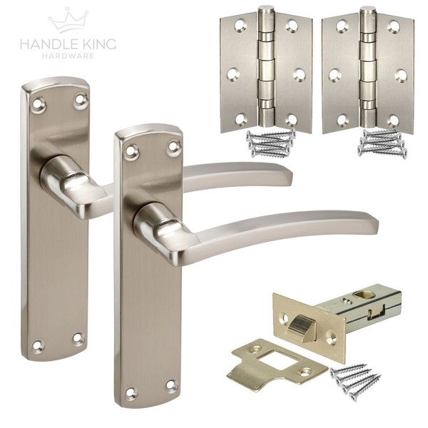 Modern Door Handles on Backplate Satin Chrome Door Handles eBay