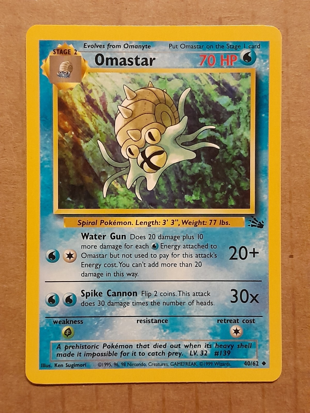 Pokemon Omastar 40/62 Fossil NM-Mint See Pictures