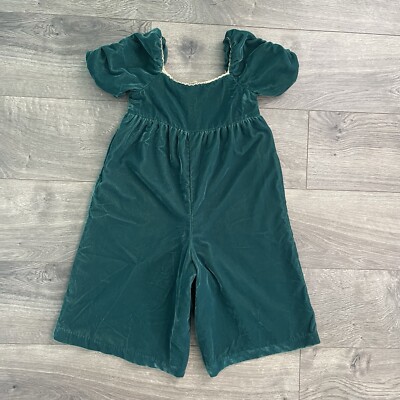 Janie and Jack Green Velvet Wide Leg 2T Jumpsuit
