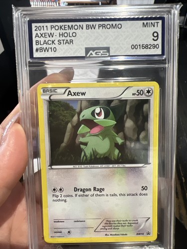 2011 Pokemon BW #BW10 Axew, Holo Black Star Promo Graded AGS 9 Mint