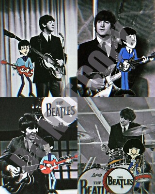 All The Beatles In Concert and Cartoon 8x10 Photo