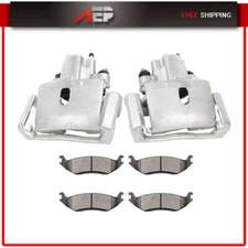 Rear Brake Calipers + Ceramic Pads Accessories Kit For 2005-2010 Dodge Ram 1500