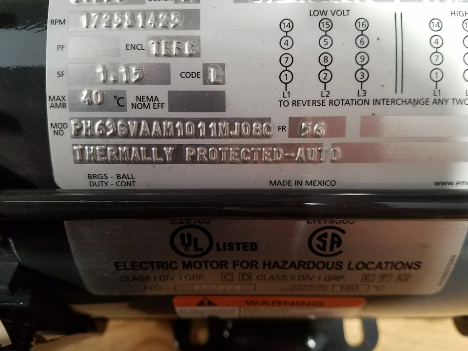 EMERSON 1/2 HP Hazardous Location Motor - Image 2 of 4