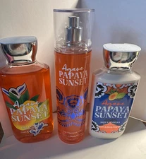 Bath and Body Works Agave Papaya Sunset 3 pc set  Mist,  Lotion & Shower Gel NEW