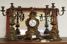Pendule en bronze + garnitures candélabres XXème Japy Freres 49MAG 31/01