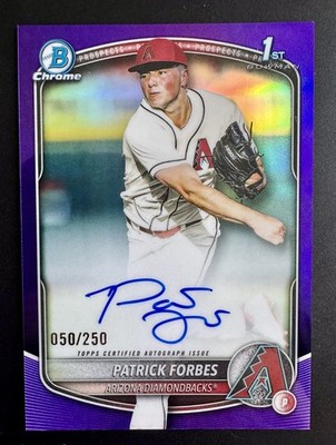 PATRICK FORBES 2025 BOWMAN DRAFT 1ST PURPLE REFRACTOR AUTO /250 Q4920 ARIZONA 