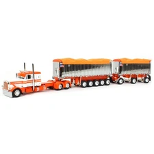 1/64 White Orange Peterbilt 389 Chrome East Genesis II Dump Trailer DCP 60-1566