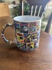DC Comics Batman Comic Art 20oz Ceramic Coffee Mug Six Flags Rare