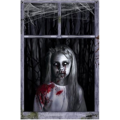 Halloween Deko Outdoor Innen Horror Helloween Accessoires Fensterbilder 120×8...