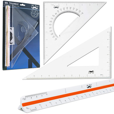 Architectural Triangular Ruler Set with 12 Inch Triangular Scale, 11 Inch 30/60 