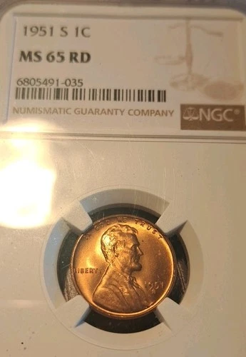 1951 S Lincoln Cent NGC MS 65 RD